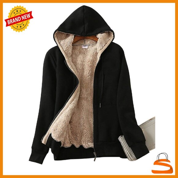 Women's Sherpa Lined Zip Hoodie Jacket Casual Winter Coat